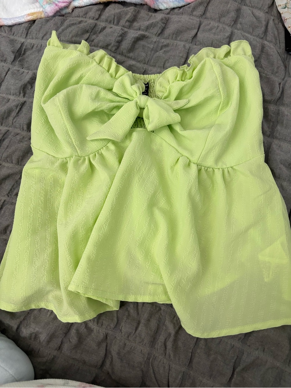 SHEIN Lime Green Strapless Tie-Front Camisole